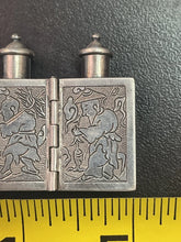 Load image into Gallery viewer, antique Qing Dynasty hallmarked sterling silver, 4 section, traveling hinged or folding snuff and opium box set from China
