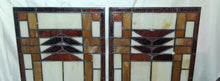Load image into Gallery viewer, Vintage Prairie Style Stained Glass Window Panels Pair Frank Lloyd Wright Style
