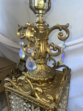 Load image into Gallery viewer, Vintage Pair Of Elegant Crystal And brass table lamps
