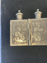 Load image into Gallery viewer, antique Qing Dynasty hallmarked sterling silver, 4 section, traveling hinged or folding snuff and opium box set from China

