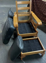 Load image into Gallery viewer, Morris/Stickley-Inspired Royal Oak Chair Recliner + Footstool, Leather Cushions!
