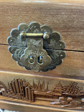 Load image into Gallery viewer, Vintage Mid Century Chinese Carved Teak Trunk George Zee &amp; Co.
