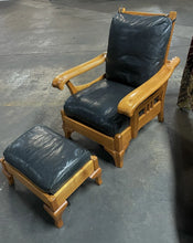Load image into Gallery viewer, Morris/Stickley-Inspired Royal Oak Chair Recliner + Footstool, Leather Cushions!
