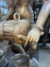 Load image into Gallery viewer, Vintage Aspara Musical Ladies Playing Dholak Indian Bronze Statues Rare 38”
