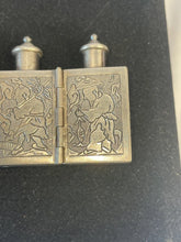 Load image into Gallery viewer, antique Qing Dynasty hallmarked sterling silver, 4 section, traveling hinged or folding snuff and opium box set from China
