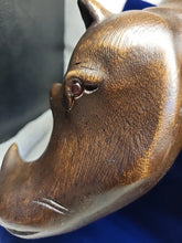 Load image into Gallery viewer, Vintage African Ebony Wooden Rhino Statue Rhinoceros Wooden -Carved Art Figure
