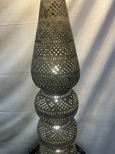 Load image into Gallery viewer, Antique Pierced Brass Floor Lamp Moroccan, Moorish, Syrian 49” Tall
