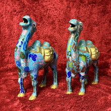 Load image into Gallery viewer, Beautiful Matching Antique Pair of Chinese Cloisonné Camel Statues
