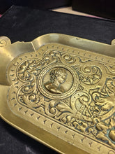 Load image into Gallery viewer, 19c.French Art Nouveau Brass profile portraits &amp; diety Card Pin Card Tray 13''
