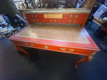 Load image into Gallery viewer, antique c1910-20 french leather inlaid Desk W/ Matching Marble Top Shelving
