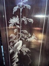 Load image into Gallery viewer, CHINESE 4 PANEL COROMANDEL BLACK LAQUERED SCREEN WITH MOTHER OF PEARL OVERLAY!!
