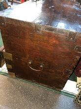 Load image into Gallery viewer, Antique Solid Wood Japanese Chest, Trunk With Really Unique Hardware And Lock
