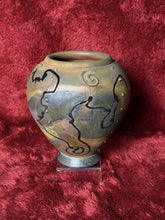 Load image into Gallery viewer, NS21- ALEX LONG Iridescent Raku Lava Pottery 7.25” Vase, SIGNED 2012
