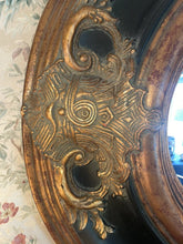 Load image into Gallery viewer, Large Ornate, Gold &amp; Black Oval Mirror
