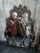 Load image into Gallery viewer, large gold ornate decorative wall mirror 52 1/2” x 37”
